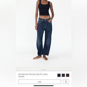 Relaxed mid rise balloon trf jeans